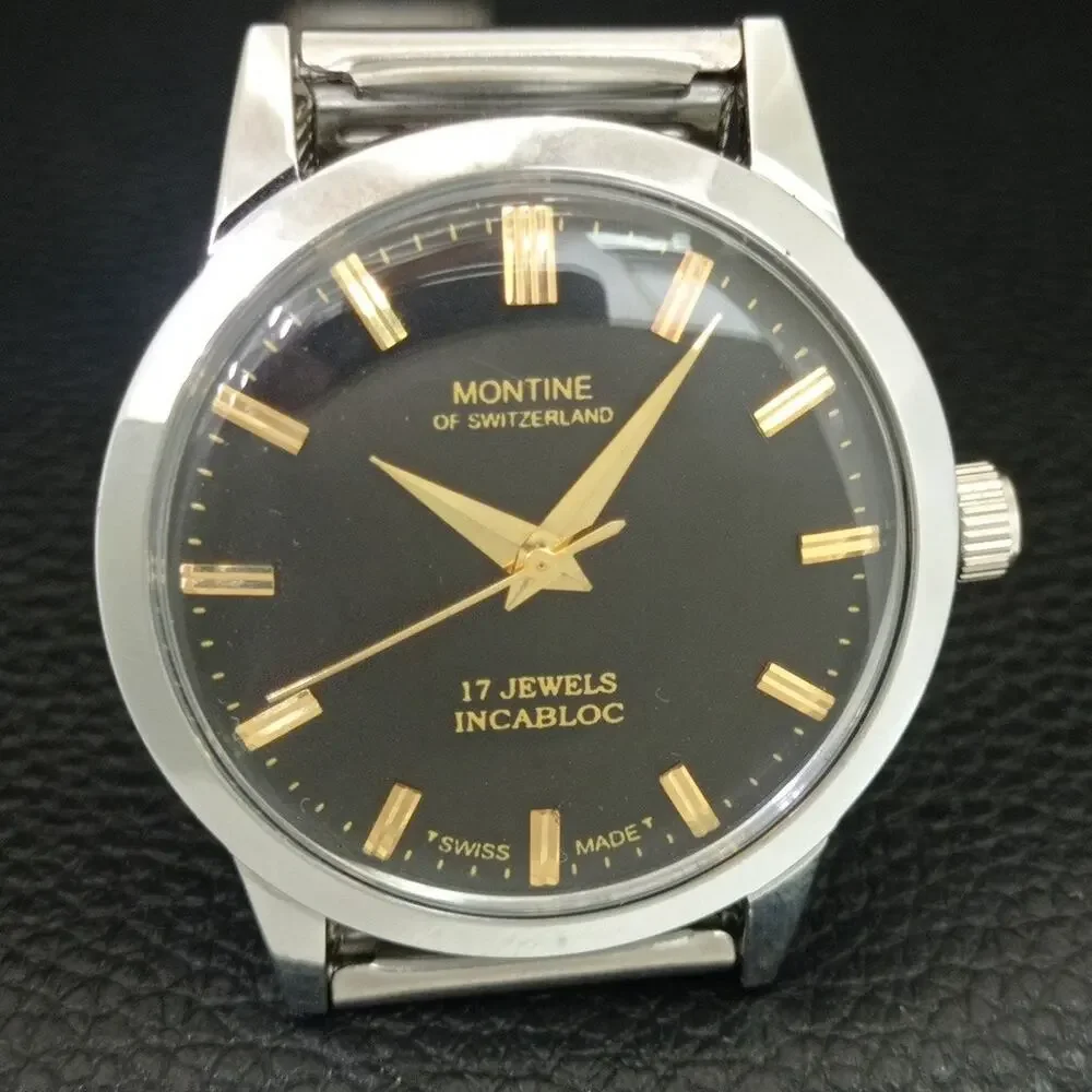 Vintage 1988 Montine Of Switzerland Manual Mens Silver Watch W/Mesh Strap